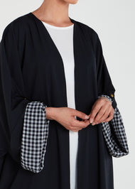 Chequered Cuff Open Abaya