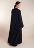 This elegant Two Piece Open Abaya set includes a Full Sleeve matching inner dress. Perfect for everyday wear, it can also be dressed up with accessories for an evening look. The open abaya can be worn as a maxi on its own or paired with the inner dress for a stylish ensemble. In navy.