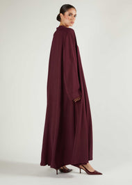 Two Piece Open Abaya With Slip Berry