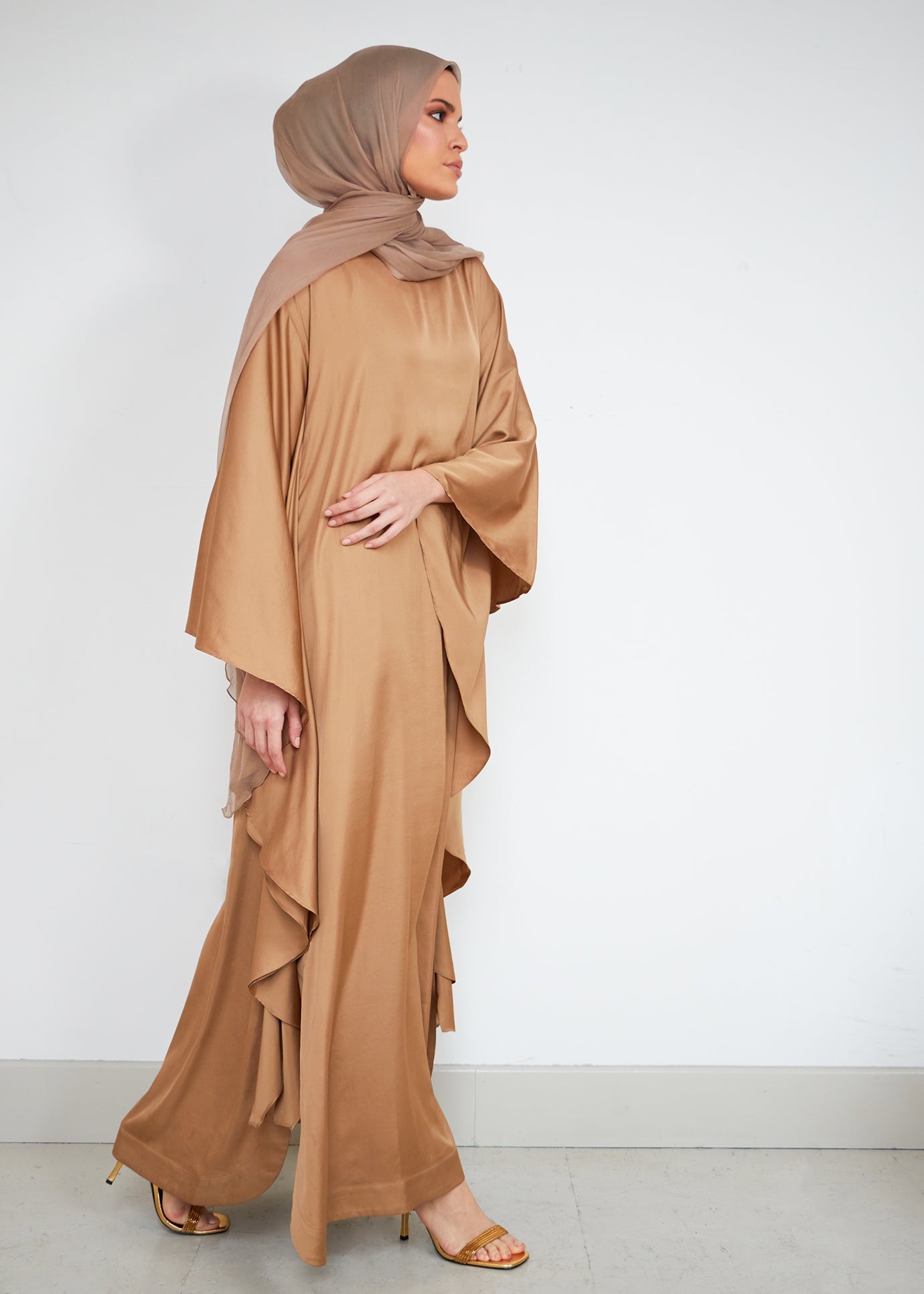 Floaty Kaftan Muted Gold | Abayas | Aab Modest Wear