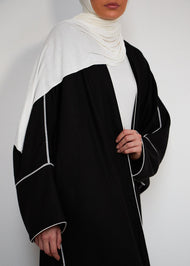 Black Cotton Open Abaya