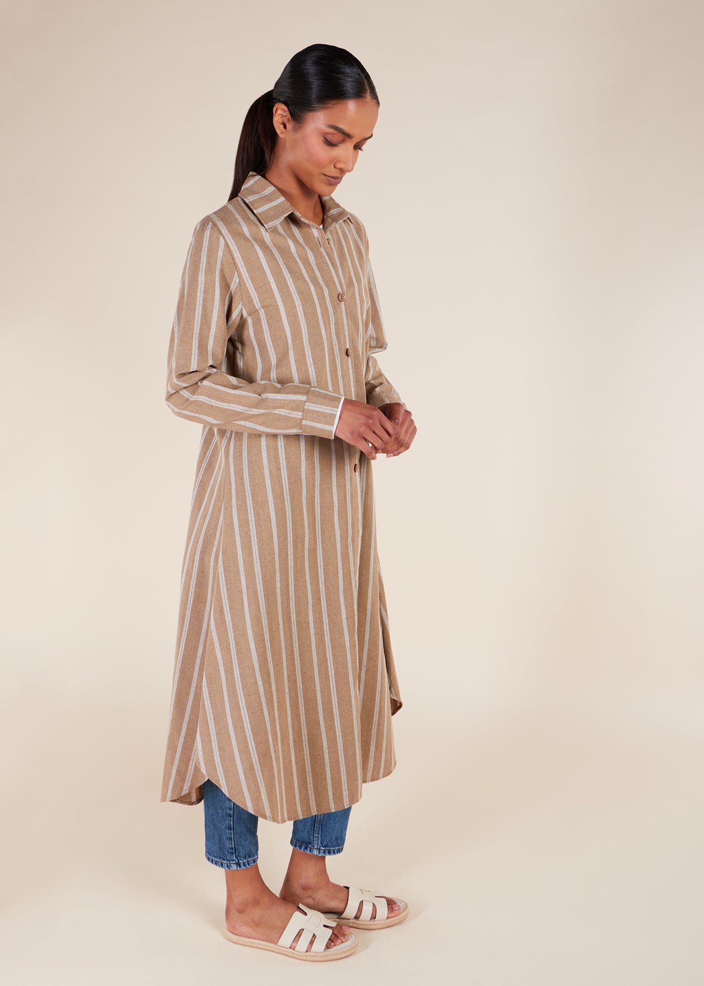 Muji Shirt Dress Beige | Modest Shirt Dresses