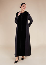 Velvet Panel Open Abaya