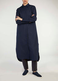 Cotton Shirt Dress Navy