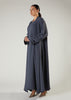 Two Piece Open Abaya With Slip Dusty Blue