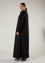 Self Stripes Abaya Black