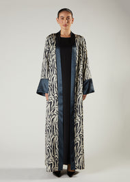 Ink Print Satin Kimono
