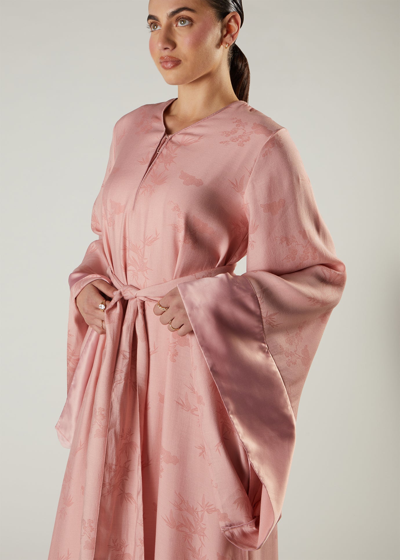 maxi kimono dress abaya pink Pink kimono maxi dress