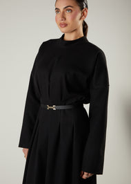 Shutter Pleat Abaya Black