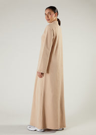 Turtle Neck Abaya Beige