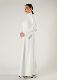 Turtle Neck Abaya Off White