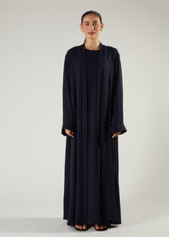 Two Piece Open Abaya with Slip Navy
