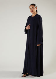 Two Piece Open Abaya with Slip Navy