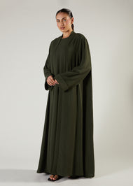 Two Piece Open Abaya with Slip Khaki