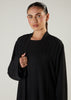 Two Piece Open Abaya with Slip Black