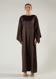 Satin Abaya Brown