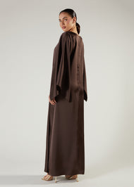 Satin Abaya Brown