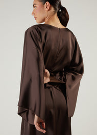 Satin Abaya Brown