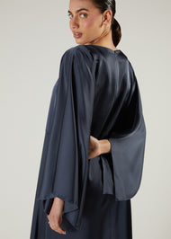 Satin Abaya Blue