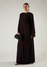 Chiffon Two Piece Abaya Burgundy