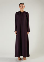 Two Piece Open Abaya Plum