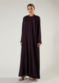 Two Piece Open Abaya Plum