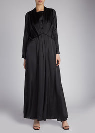 Black Satin Pleat Abaya | Abayas | Aab Modest Wear