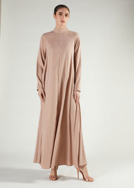 High Neck Abaya Nude