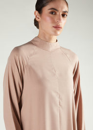 High Neck Abaya Nude