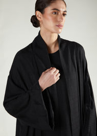 Textured Open Abaya Black