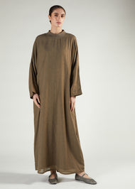 Rib Neck Abaya Coffee