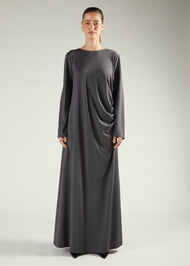 Side Pleat Abaya Charcoal