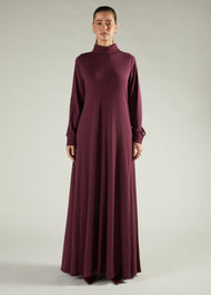 High Neck Abaya Winter Berry