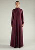 High Neck Abaya Winter Berry
