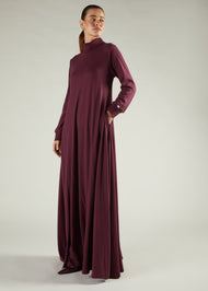 High Neck Abaya Winter Berry