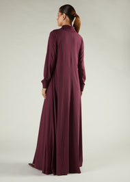 High Neck Abaya Winter Berry