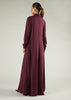 High Neck Abaya Winter Berry