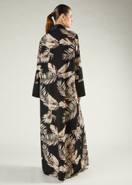 Leaf Print Open Abaya