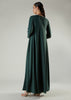Crochet Flare Abaya Green