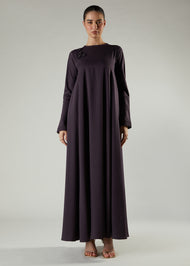 Crochet Flare Abaya Plum