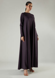 Crochet Flare Abaya Plum