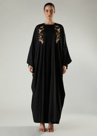 Frangipani Open Abaya Black