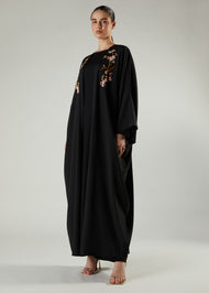 Frangipani Open Abaya Black