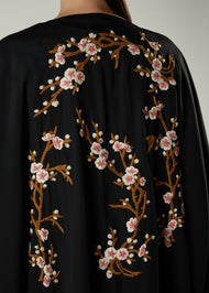 Frangipani Open Abaya Black