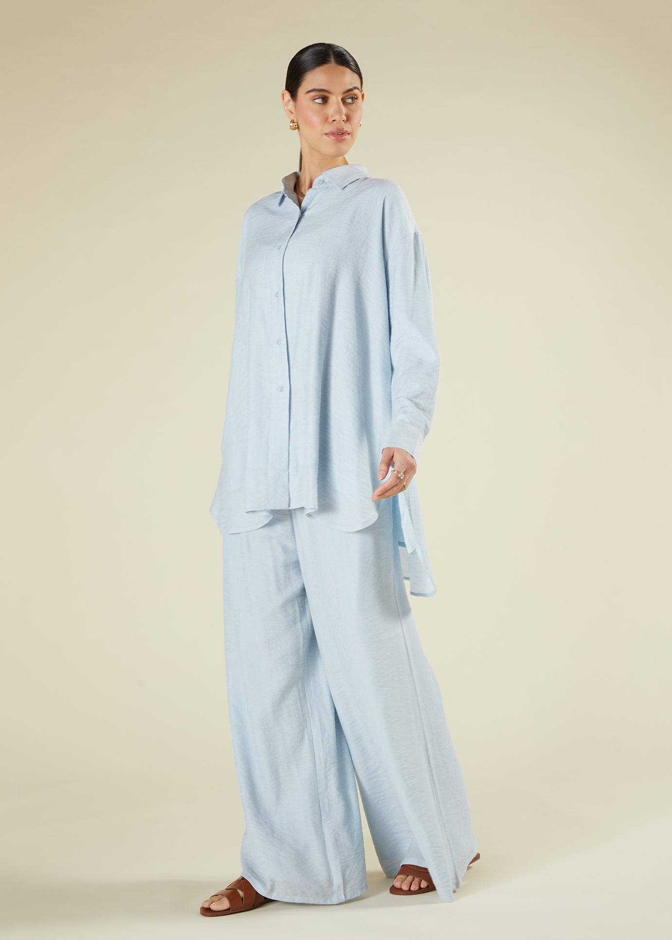 Modest Corods Cotton Co-Ord Set Sky Blue | Modest Co-Ords | Aab Modest Wear
