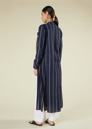 Pinstripe Maxi Shirt Navy