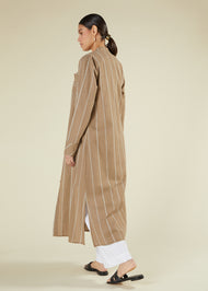 Pinstripe Maxi Shirt Coffee
