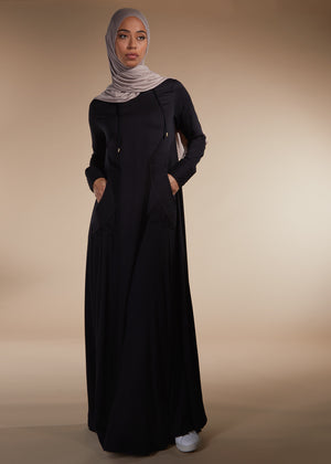 Quilted Detail Abaya Black | Abayas | Aab Modest Wear