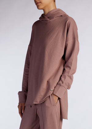 Cropped Cotton Hoody Taupe