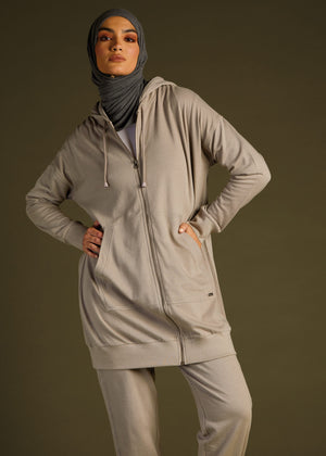 Modest Zip Up Hoody Grey | Aab Modest Activewear